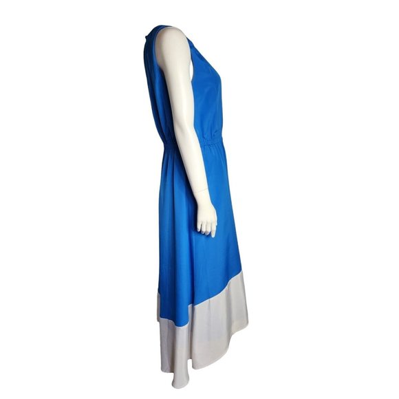 ANN TAYLOR LOFT Solid All Blue Gray Colorblock Sleeveless Dress Womens Size 6 - Picture 4 of 6